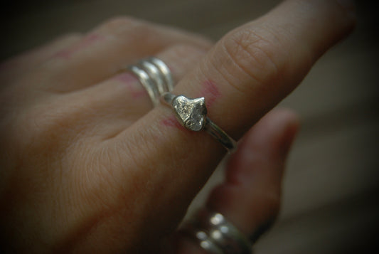 Silver nugget stack ring sz- 7