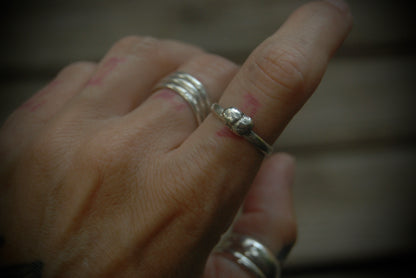 Silver nugget stack ring 3 sz-6.5