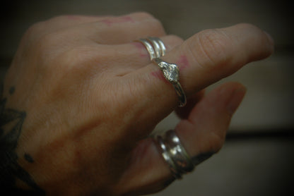 Silver nugget stack ring 4 sz-7.75