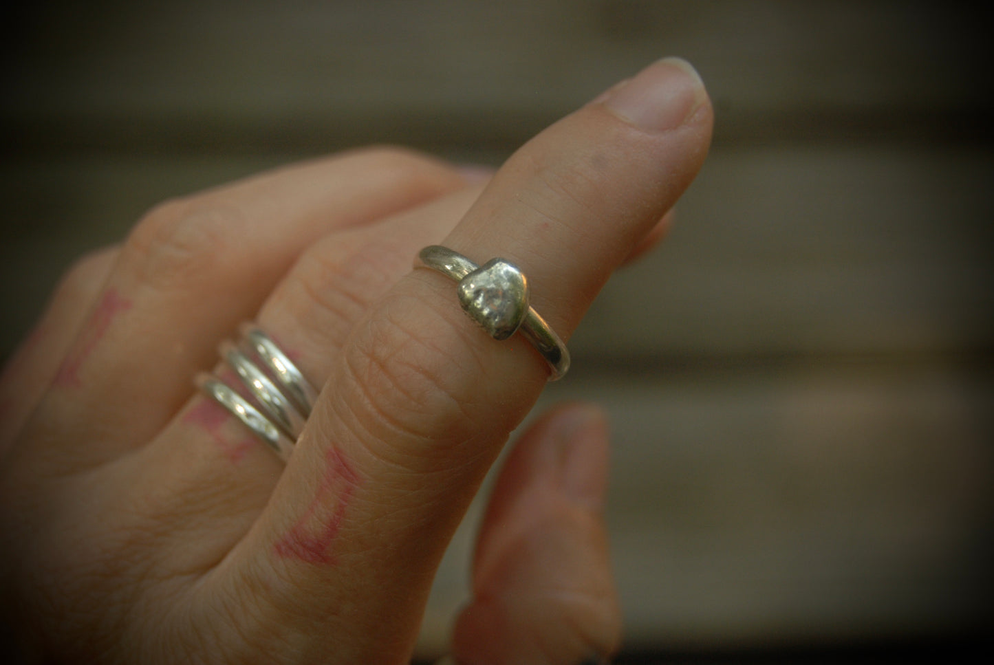 Silver nugget stack ring 5 sz-5.5