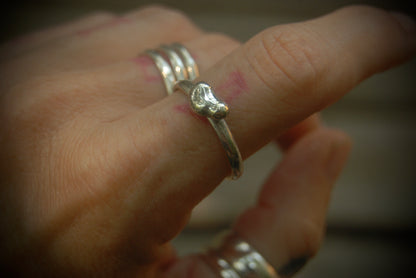 Silver nugget stack ring 7 sz-9.5