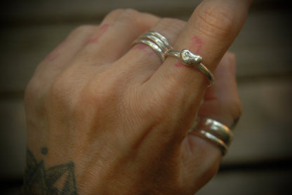 Silver nugget stack ring 7 sz-9.5