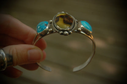 Amber and turquoise cuff