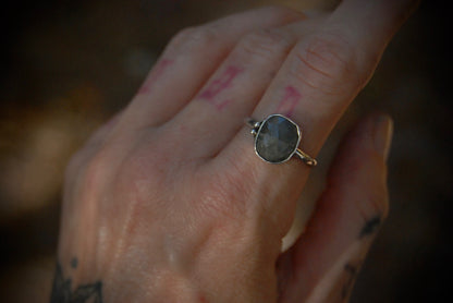 Muted Teal Sapphire Ring sz-8.5