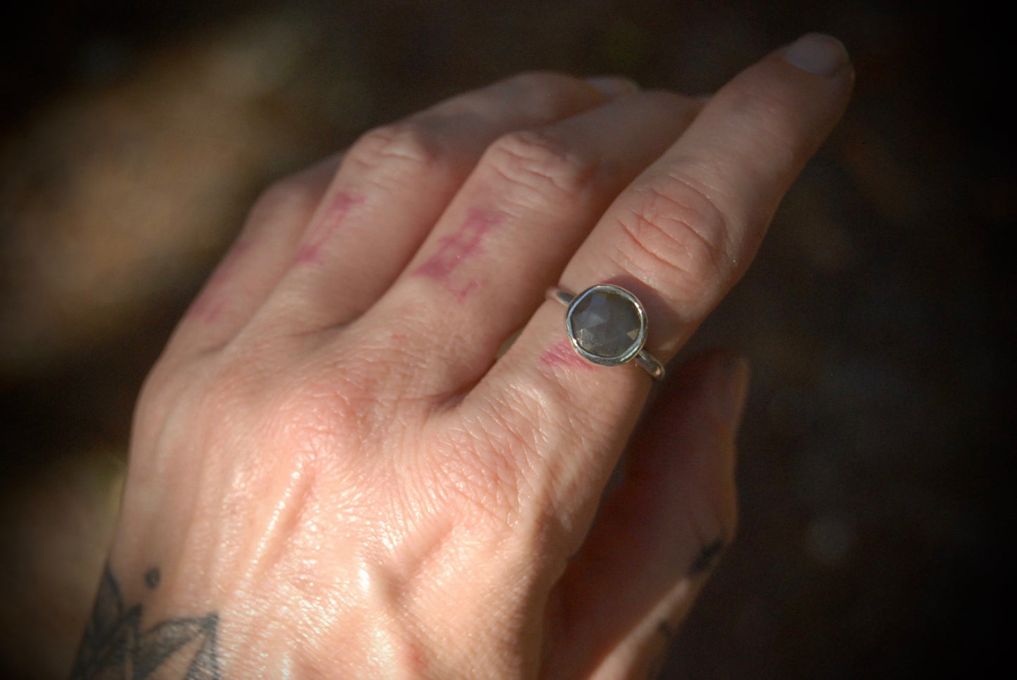 Silver Sapphire Ring sz-6