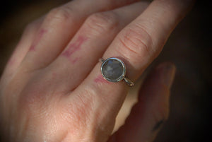 Silver Sapphire Ring sz-6