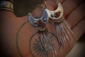 Moon Set Fringe Earrings