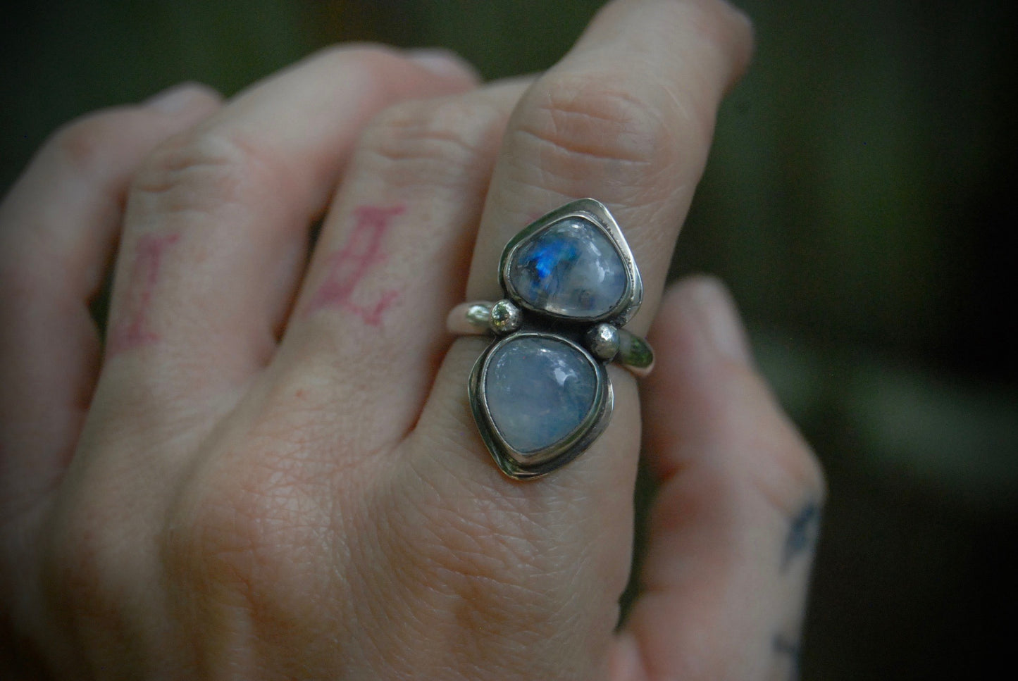Moonstone heart ring