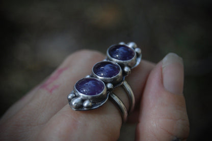 THE COVEN- Triple amethyst ring