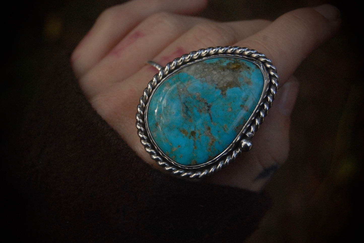 Large Turquoise Ring Discounted sz-7.5