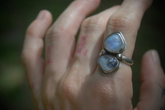 Moonstone heart ring