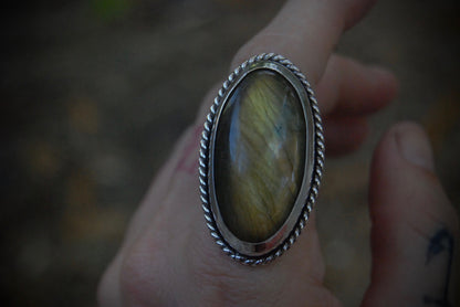 Gold Labradorite Ring SZ- 6.75