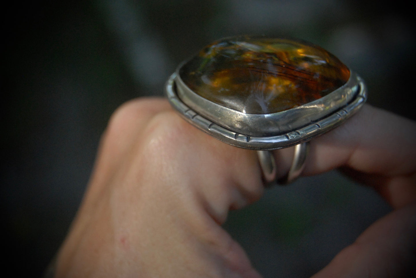 Huge Amber Ring sz-7.75