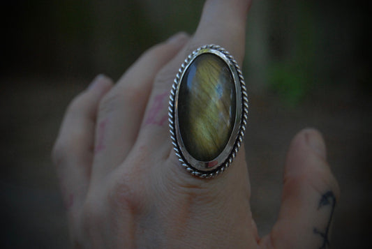 Gold Labradorite Ring SZ- 6.75