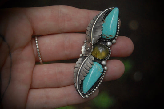 Amber And Turquoise Ring