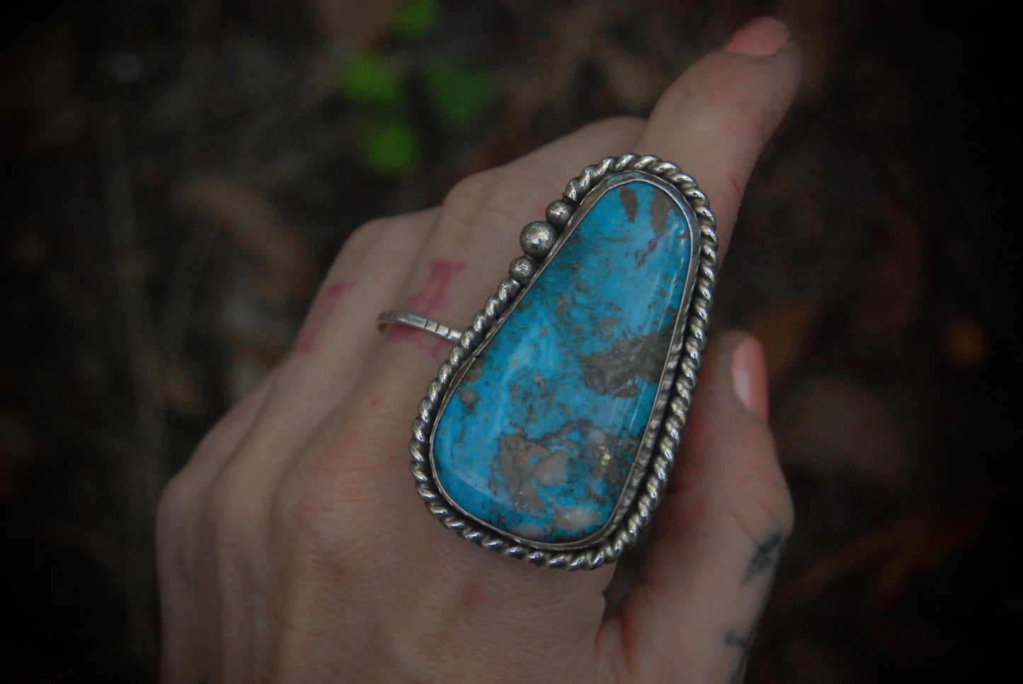 Large Turquoise Ring sz-7.5