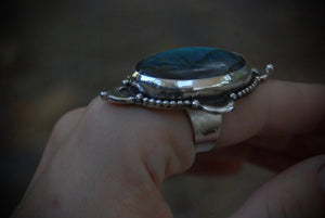Labradorite Moon Ring SZ- 7