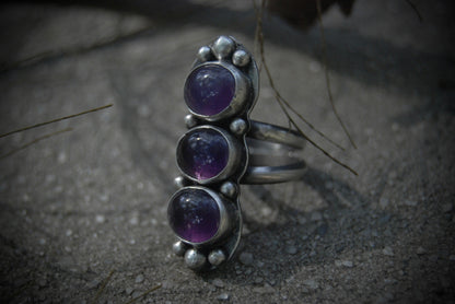 THE COVEN- Triple amethyst ring