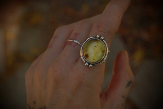 Small round Amber Ring sz-7.75