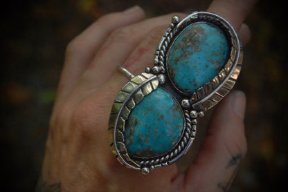 Double Turquoise ring sz- 7