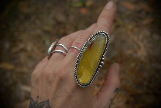 Long Amber Ring sz-7.25
