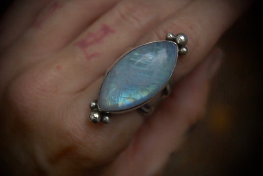 Marquise Moonstone Ring sz-6.25