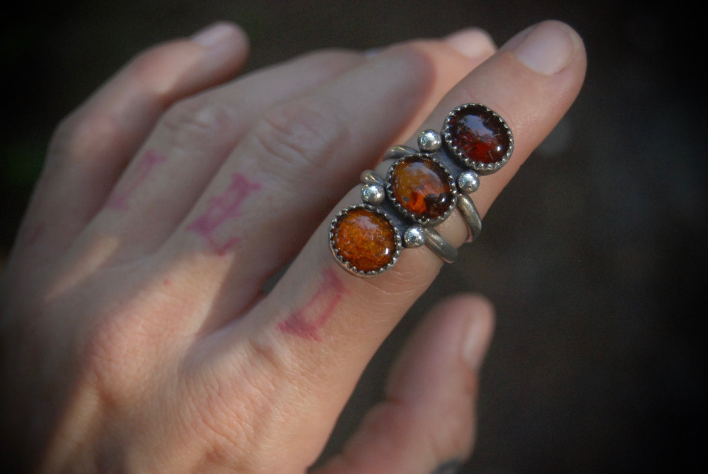 Triple Amber Ring sz-6