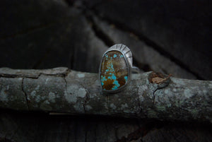 Simple sunburst turquoise ring
