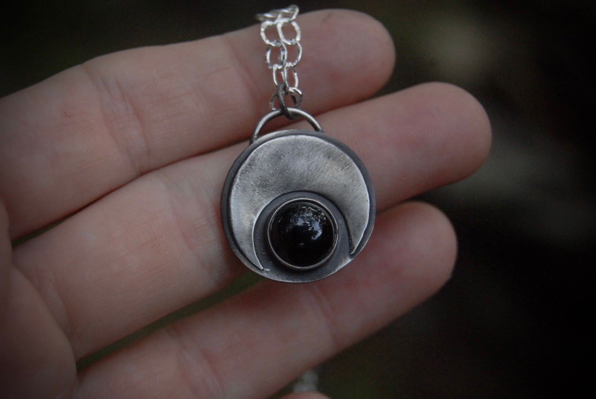 long onyx moon necklace
