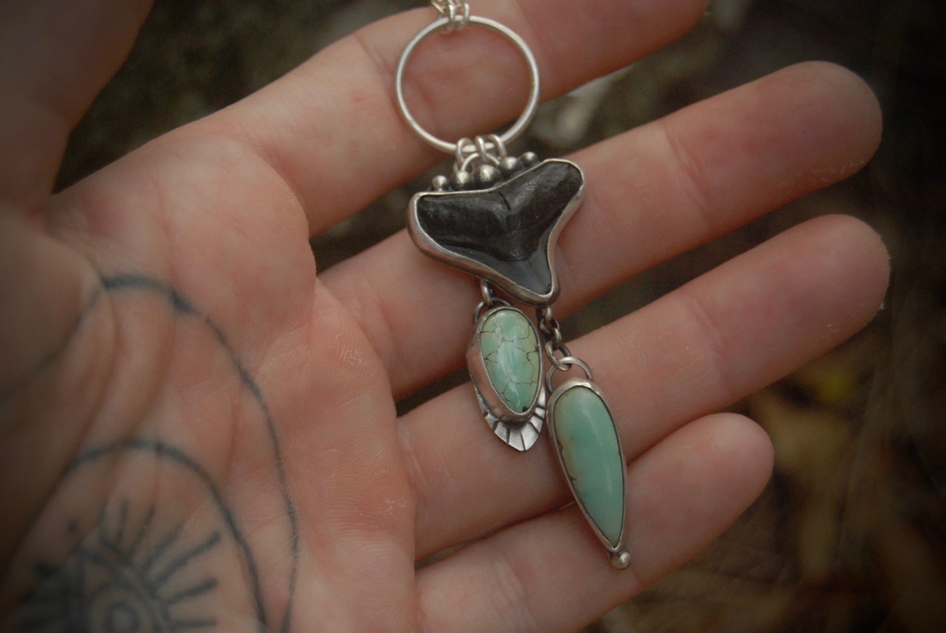 Sharks Tooth and Turquoise Talisman