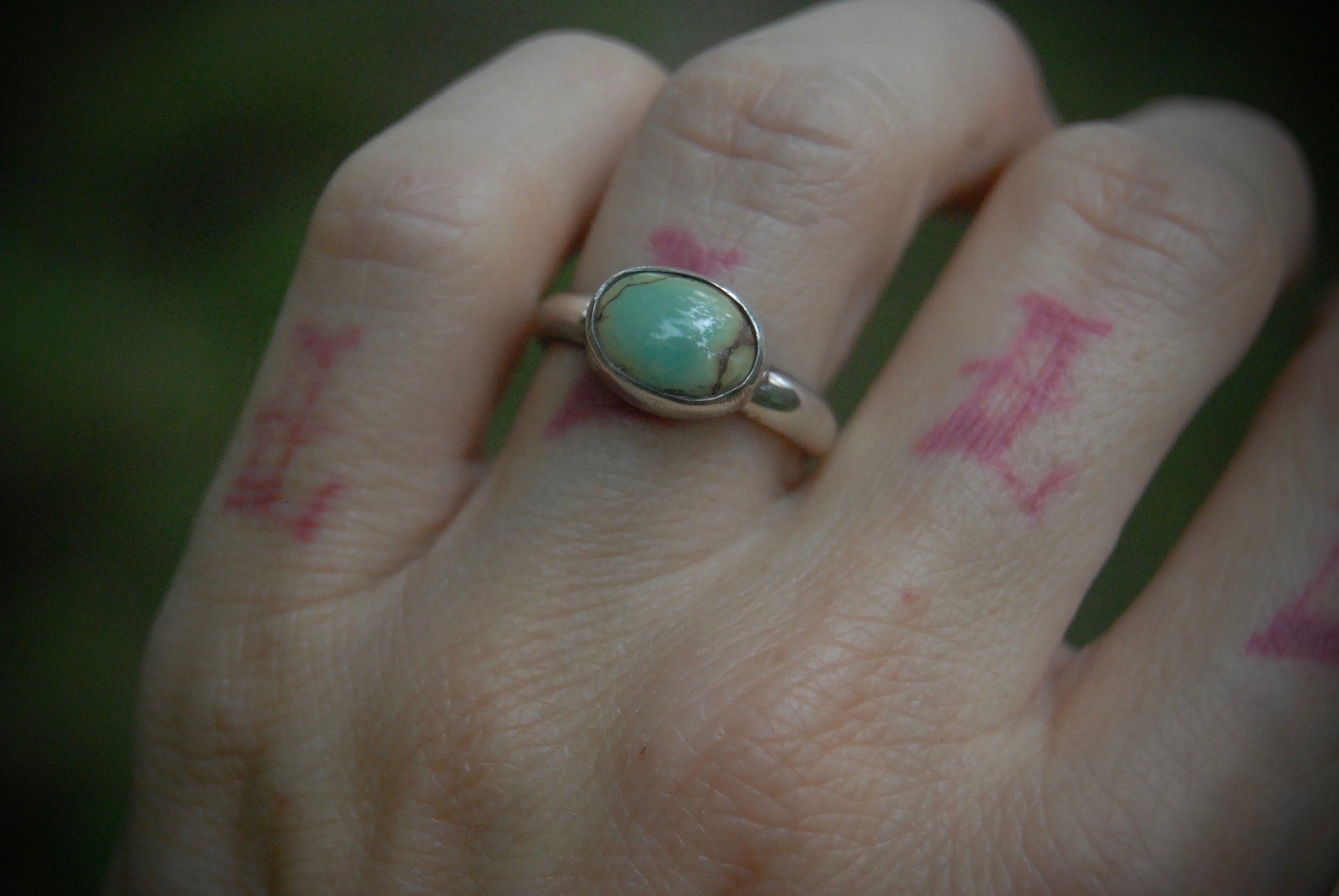 Oval turquoise thick stack ring