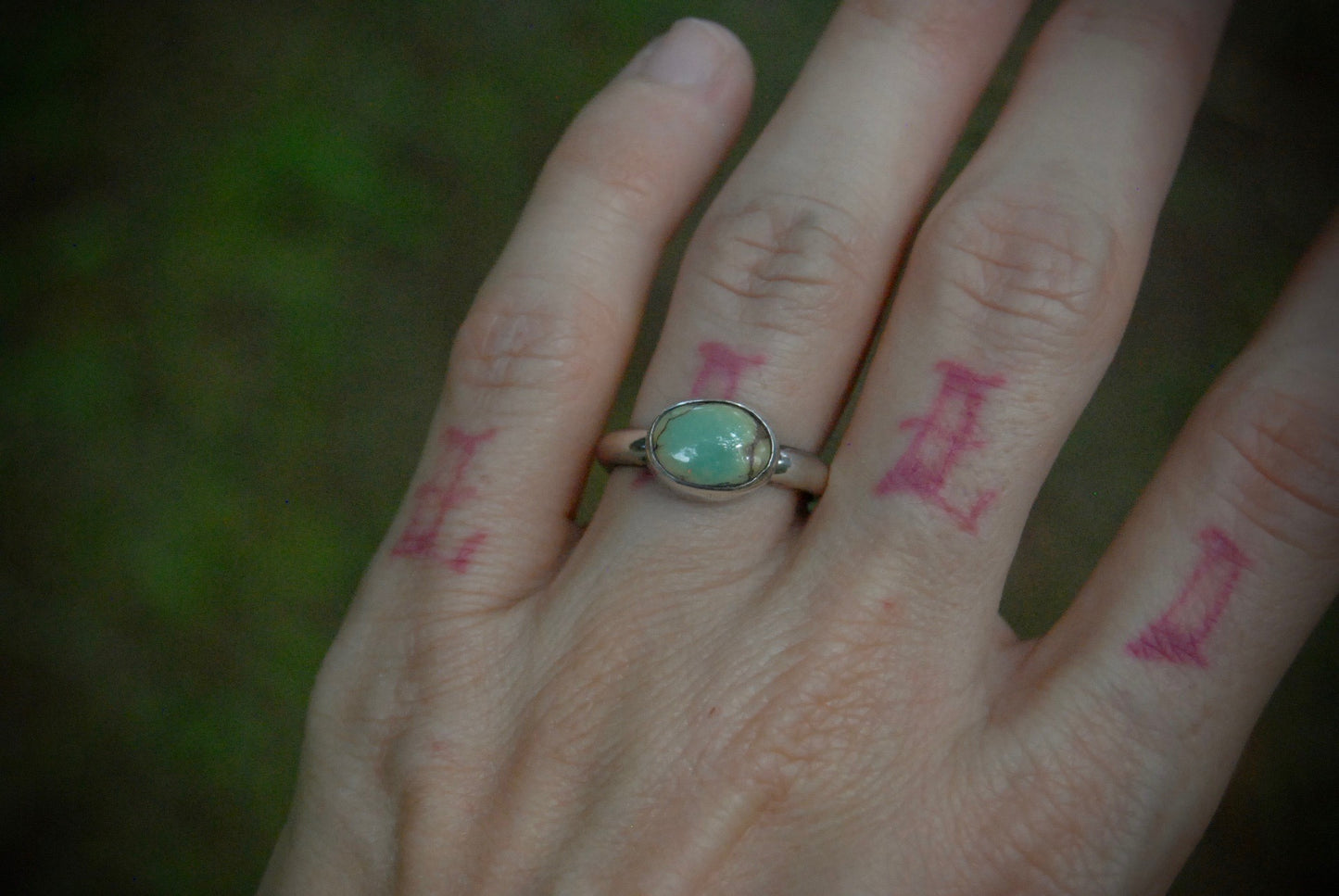 Oval turquoise thick stack ring