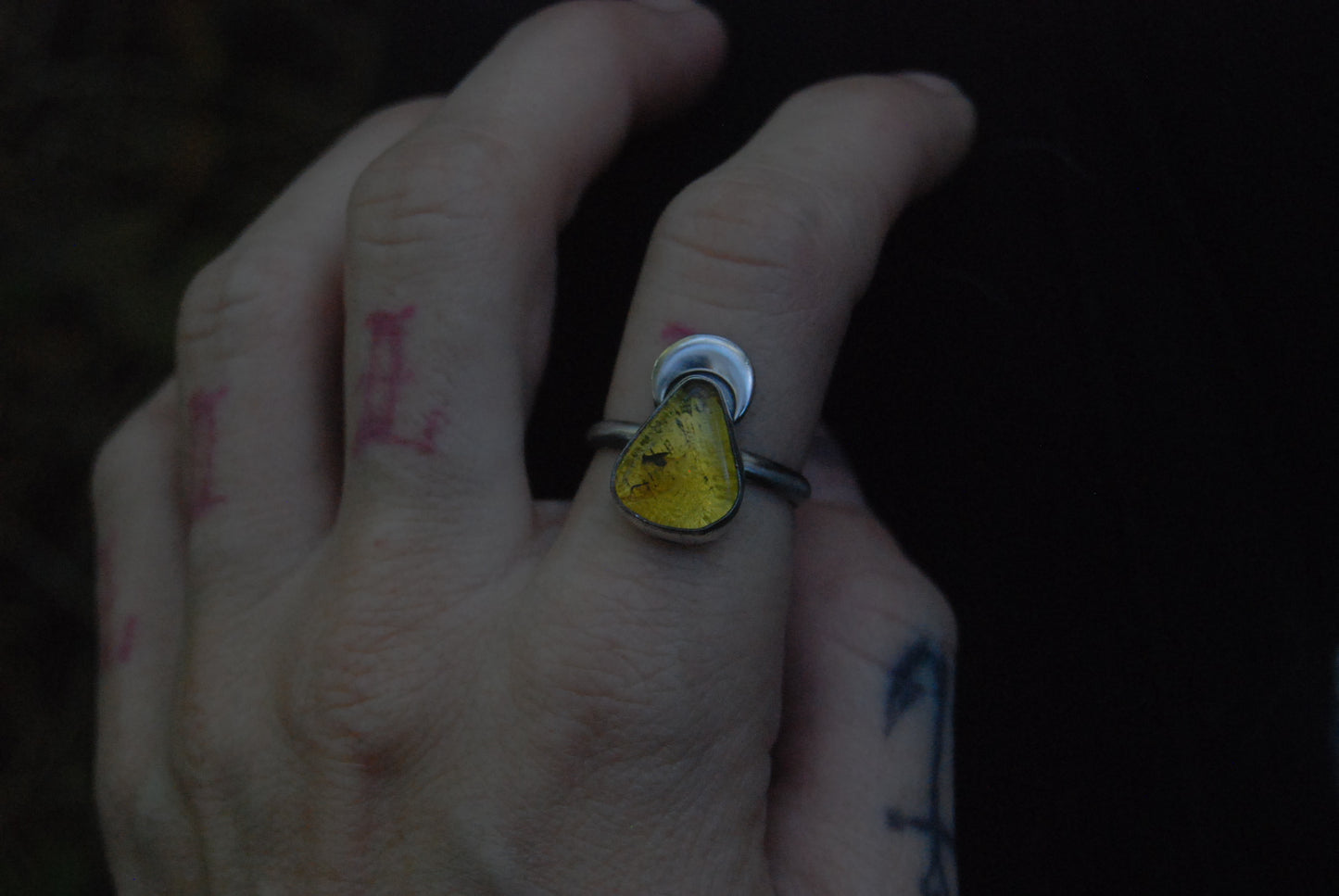 Amber Moon Ring SZ- 6.5