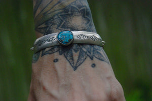 Stamped turquoise chain bracelet