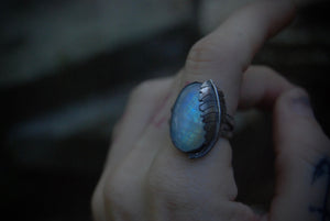 Moonstone Leaf Ring Sz- 7