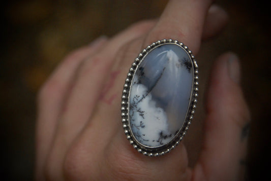 Dendritic Opal Ring sz-7.25