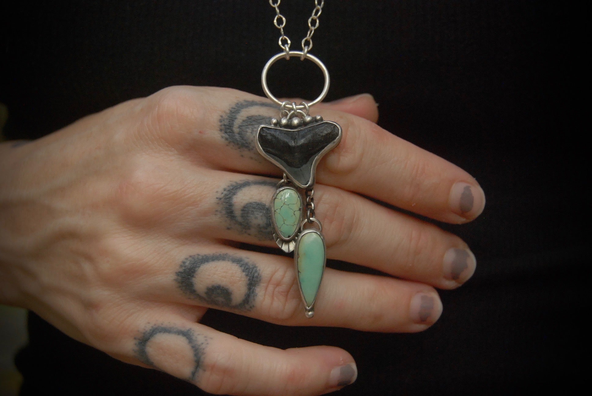 Sharks Tooth and Turquoise Talisman