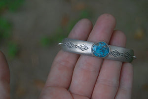 Stamped turquoise chain bracelet
