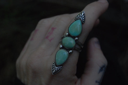 Stamped Turquoise Ring SZ- 7