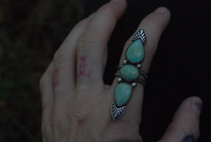 Stamped Turquoise Ring SZ- 7