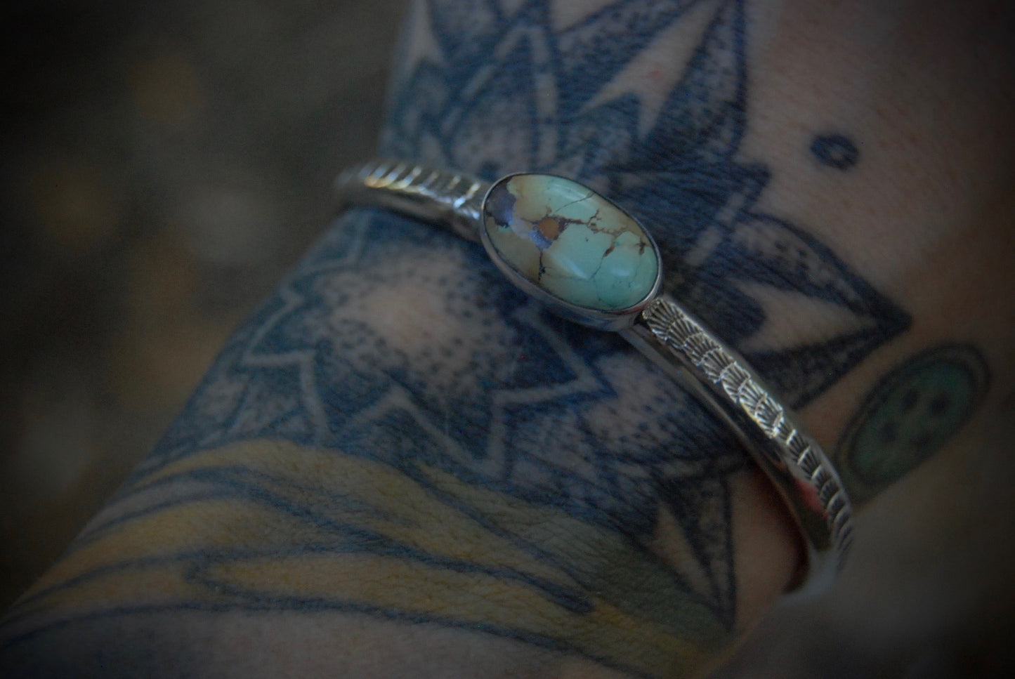 stamped Turquoise Cuff