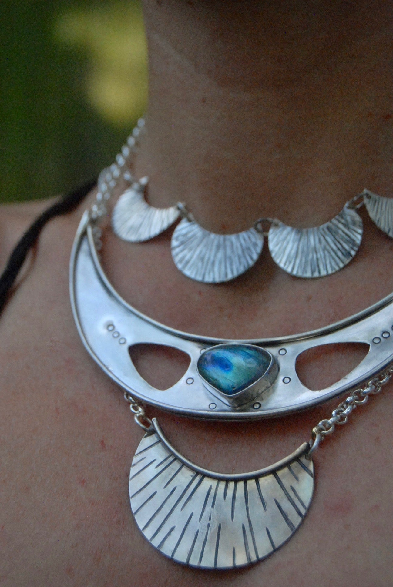 Crescent labradorite necklace