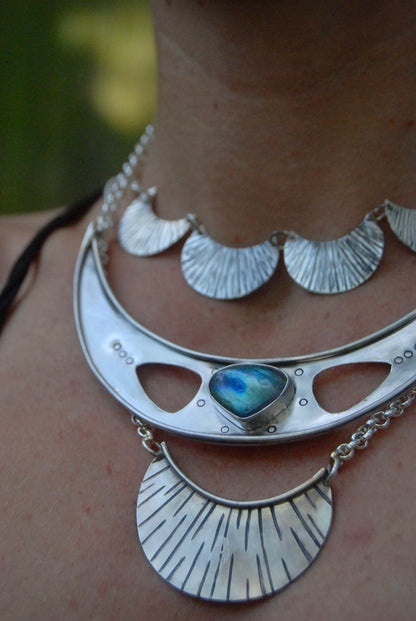 Crescent labradorite necklace