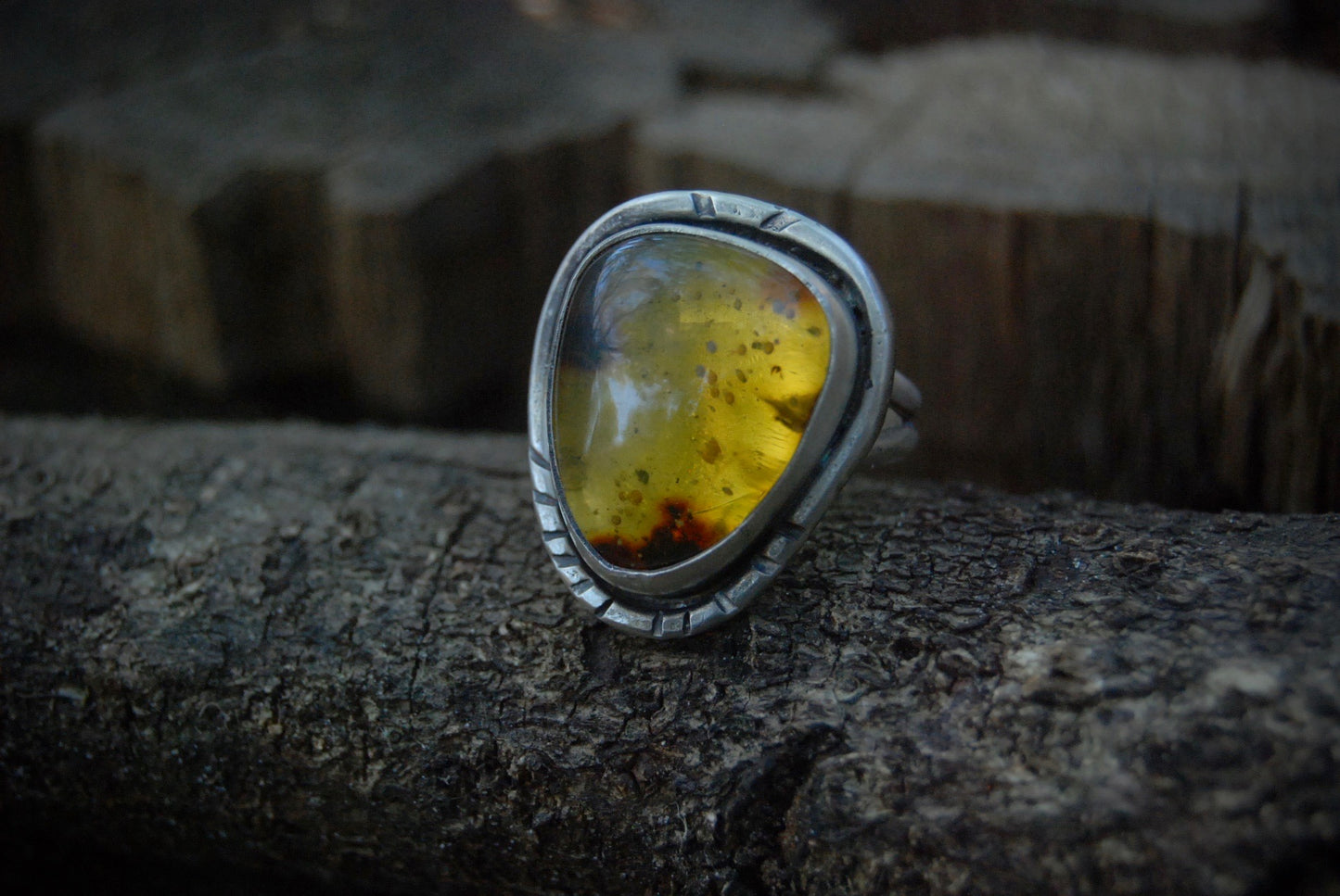 Amber sun glow ring