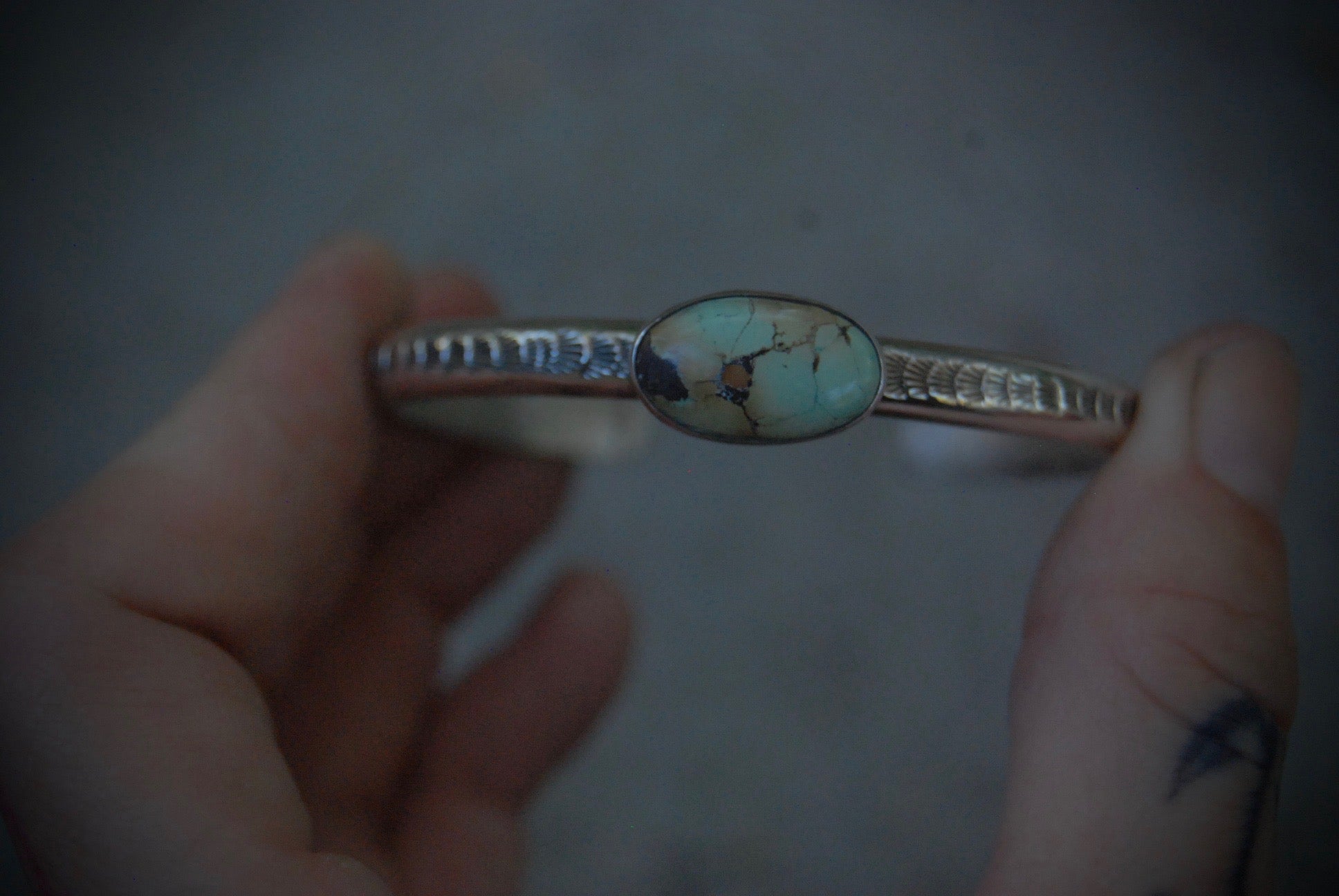stamped Turquoise Cuff