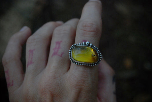 Amber bug ring