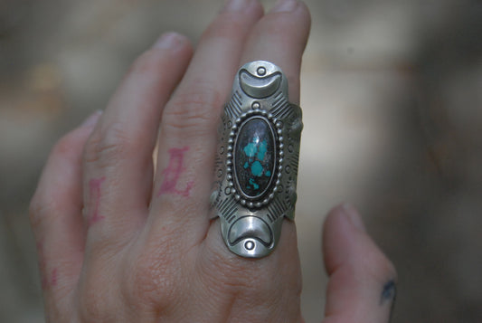 Moon repousse ring