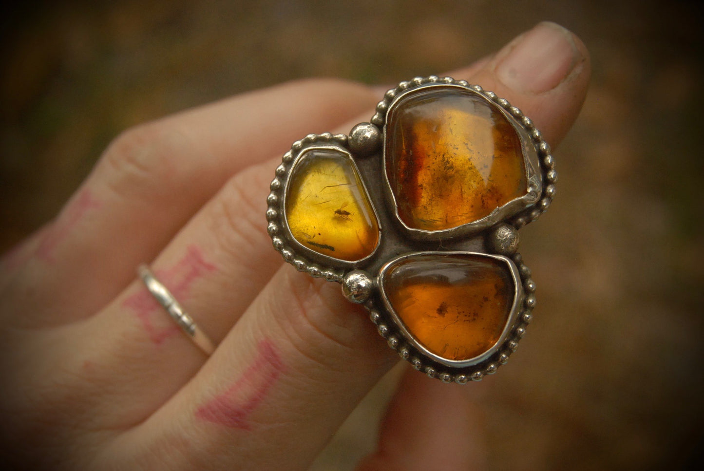 Bug Amber Cluster Ring sz-5.25