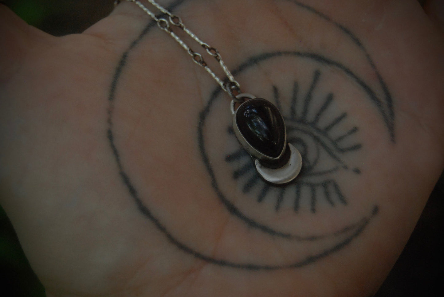 onyx moon necklace 13" chain