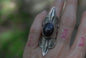 Onyx repousse saddle ring